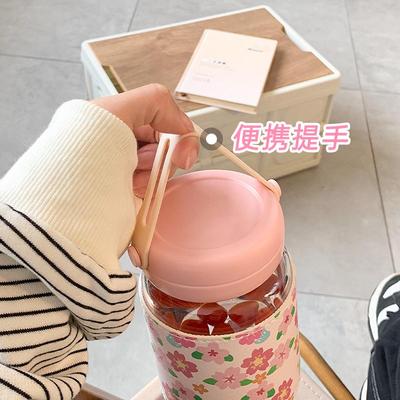 可爱水杯2025新款女高颜值玻璃杯办公室夏天季带茶隔便携学生杯子