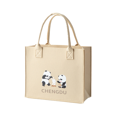 南台月手提包毛毡休闲熊猫