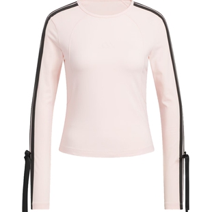 adidas阿迪达斯女子三条纹蝴蝶结运动休闲修身长袖T恤KG3860