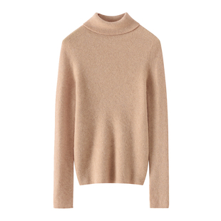 一线成衣山羊绒衫女高领修身毛衣打底衫秋冬纯色堆堆领羊绒针织衫