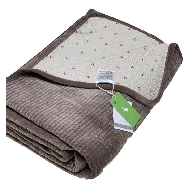 韩国大鹅棉绒床盖三件套双面可用一面绒一面全棉绗缝垫榻榻米床单