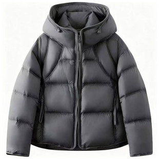 雅鹿云朵泡芙羽绒服女2025新款短款连帽90鸭绒加厚面包服冬季外套