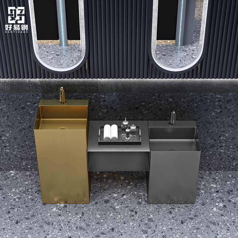 好易钢不锈钢立柱盆柜子落地式户外洗手盆庭院方形洗手台洗脸盆,家装主材,立柱盆,淘宝优惠券,粉丝福利购,淘宝优惠卷