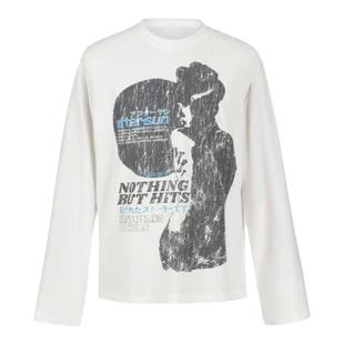 VLABMADE 复古竹节棉纹理斑驳破碎人像印花Vintage单缝线长袖Tee