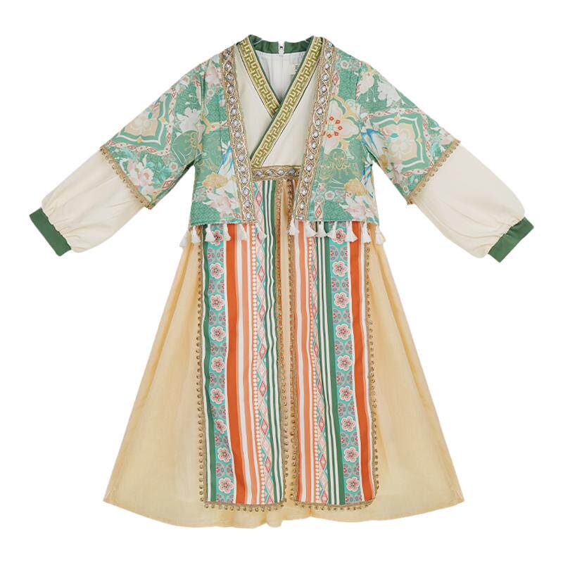 女童汉服秋款民族风两件套演出服