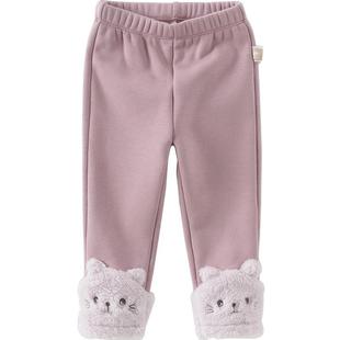 戴维贝拉儿童新款打底裤2026女童冬装加绒裤子女宝宝针织休闲裤