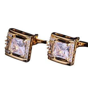 设计师原创轻奢钻石方形袖扣职业商务男女法式正装衬衫袖钉情人节