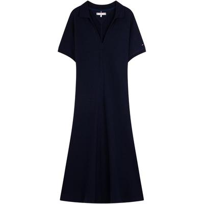 Tommy女装V领中长款收腰POLO裙