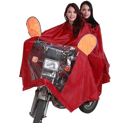 华海透明帽檐雨衣加大加宽电动车雨衣双人摩托车雨衣雨披加厚雨衣