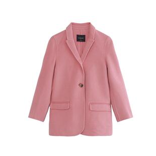 vilan/慧兰粉色西装毛呢外套女2025加厚中长看双面羊绒大衣呢外套