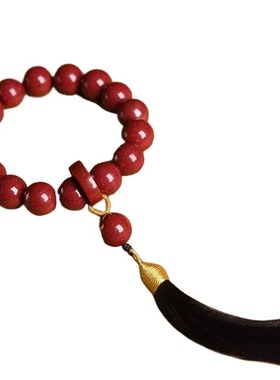 朱砂手链紫金砂手持文玩手串手捻绕指柔流苏跑环配饰男女礼物