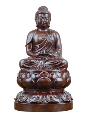 黑檀实木雕刻药师佛木雕摆件供奉