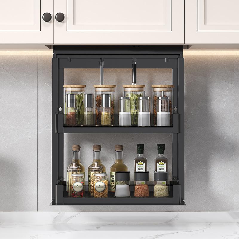 吊柜电动升降拉篮智能吊柜调味拉篮垂直升降厨房电动升降调料架