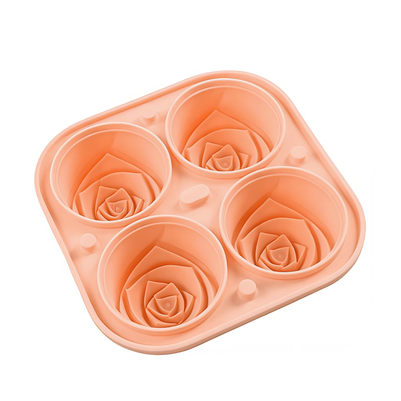 玫瑰冰模冰格带盖硅胶制冰盒家用厨房制冰块模具威士忌冰球神器盒