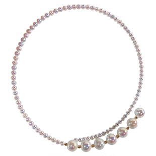 Akoya海水珍珠项圈人造天女大小双拼轻奢项链礼服小众独特轻奢款