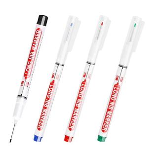 长头记号笔深孔油性防水速干不可擦黑色划线笔木工地玻璃瓷砖装修