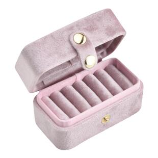 高级进口天鹅绒布戒指收纳盒子迷你便携手工制作复古饰品盒大容量