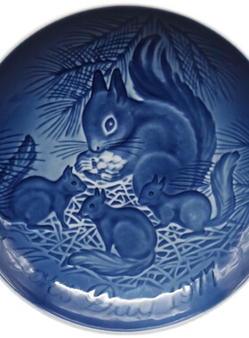 西洋收藏品 丹麦手工制作1970-1982母亲节主题陶瓷盘欧式装饰摆件