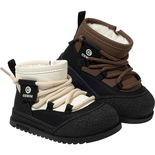 英贝米尼儿童雪地靴加绒保暖冬季新款女童短靴休闲软底男宝宝鞋子