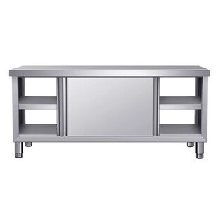 304特厚1.5整体焊接不锈钢拉门工作台厨房橱柜操作台厨房酒店放碗