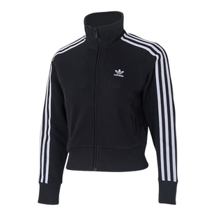 Adidas阿迪达斯三叶草女子外套2025年冬季短款修身针织夹克IY7278