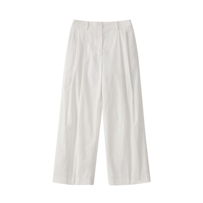 EAAH 韩国品牌 女装25春夏宽松版型尼龙长裤直筒裤白色中腰西装裤