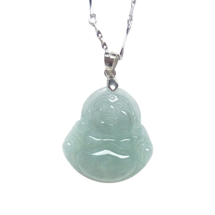 小号玉佛翡翠吊坠女款纯银项链A货弥勒佛笑佛玉坠佛公挂件带证书