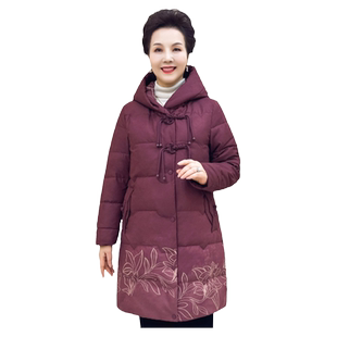 妈妈冬装羽绒服2025新款加厚国风外套中老年人女装秋奶奶棉衣袄子