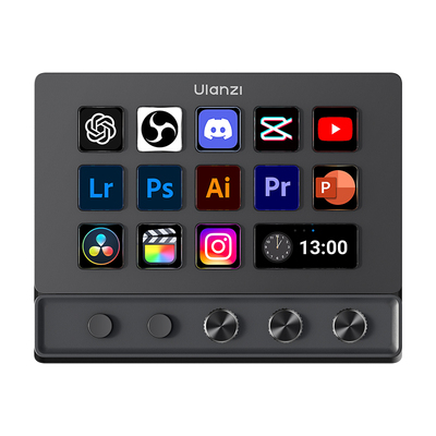 Ulanzi优篮子D200X自定义宏键盘StreamDeck桌面视频直播控制台旋钮按键剪辑助手电脑游戏可编程快捷小键盘