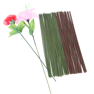 纸包花杆玫瑰花川崎玫瑰手工花DIY材料丝网花皱纹纸花绿花杆40cm