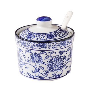 有盖辣椒油调料盒中式兰州拉面餐厅盐罐陶瓷调味罐家用厨房单三个