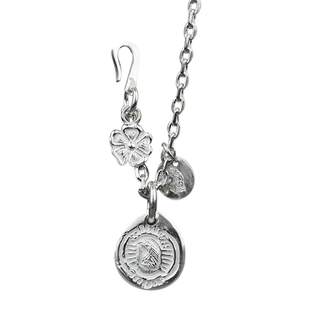 大铁头的店余文乐同款Larry Smith蔷薇花饼鹰头小银饼鱼钩项链银