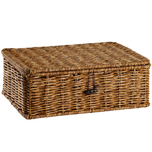 仿藤编收纳盒简约 桌面杂物有盖收纳盒子 方形储物盒编织礼盒空盒