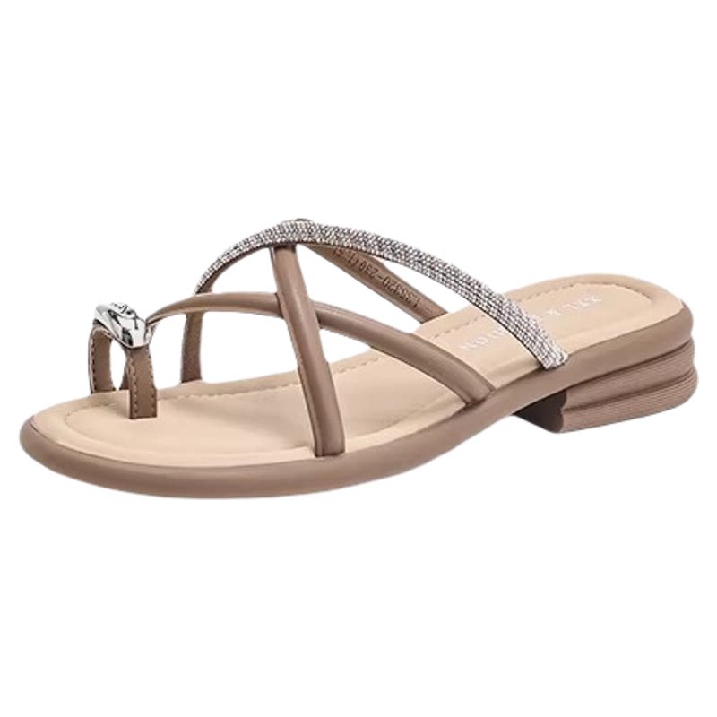 香香莉商场同款正品水钻罗马拖鞋