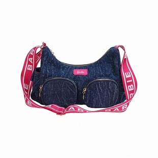 【Barbie芭比官方正品】单肩斜跨包帆布包时尚小款牛仔包女款包包