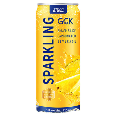 27000GCK越南进口鲜榨菠萝气泡果汁320ml*12罐柠檬饮品椰汁维生素