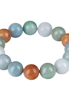 天然翡翠13mm三彩手串礼物饰品