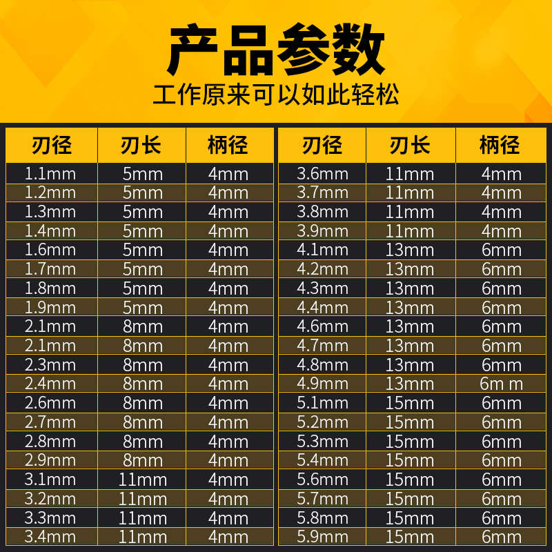 55度钨钢2刃立铣刀键槽两齿1.1-5.9mm小数点非标2.8 3.7 4.6铣刀