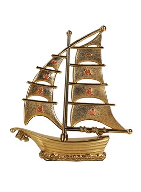一帆风顺纯铜帆船摆件办公室客厅