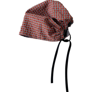 美式复古格纹包头帽女夏季薄款宽松显脸小冷帽堆堆帽百搭套头帽子