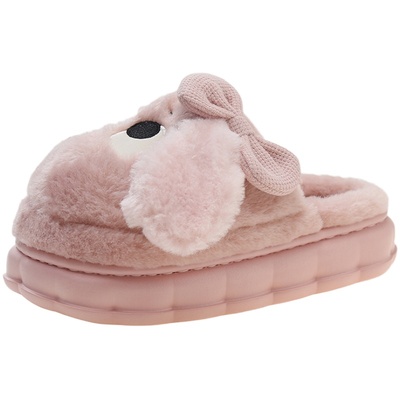 卡通可爱小狗厚底棉拖鞋