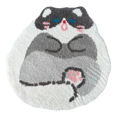 儿童房卡通可爱猫咪圆形地毯卧室客厅书房加厚床边阅读区植绒地垫