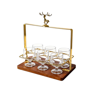 高颜值玻璃白酒杯一两轻奢高档家用高级感精致小酒杯1两装带杯架