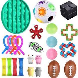 跨境发泄减压玩具套装 24fidget网SQUISHYFOXMIND件套cube编织