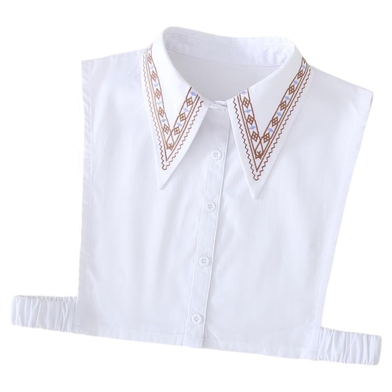 新款百搭加大刺绣假领子大尖领女士衬衫毛衣卫衣搭配多功能大翻领