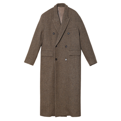 静奢ROW风澳洲羊毛重磅斜纹大衣