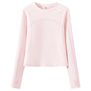 NOB真维斯粉色速干瑜伽服修身显瘦运动上衣女款青少年凉感长袖t恤