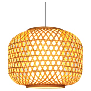 新中式餐厅吊灯禅意竹艺竹编灯笼灯茶室吧台餐饮店铺商用复古灯具