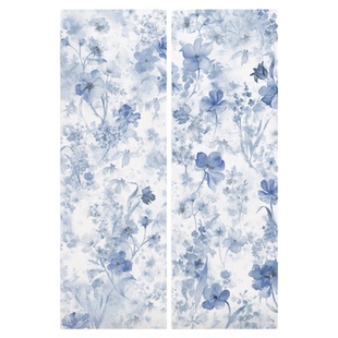 法式中古风花砖厨房卫生间墙砖民宿咖啡厅餐厅蓝色花纹瓷砖