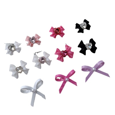 网红爆款超闪美甲质感龙心蝴蝶结